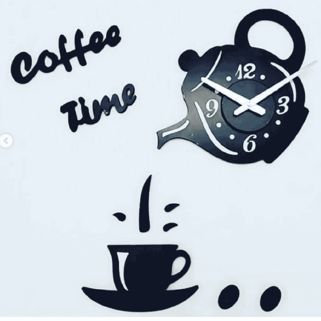 RELOJ DE PARED 3D COFFE TIME
