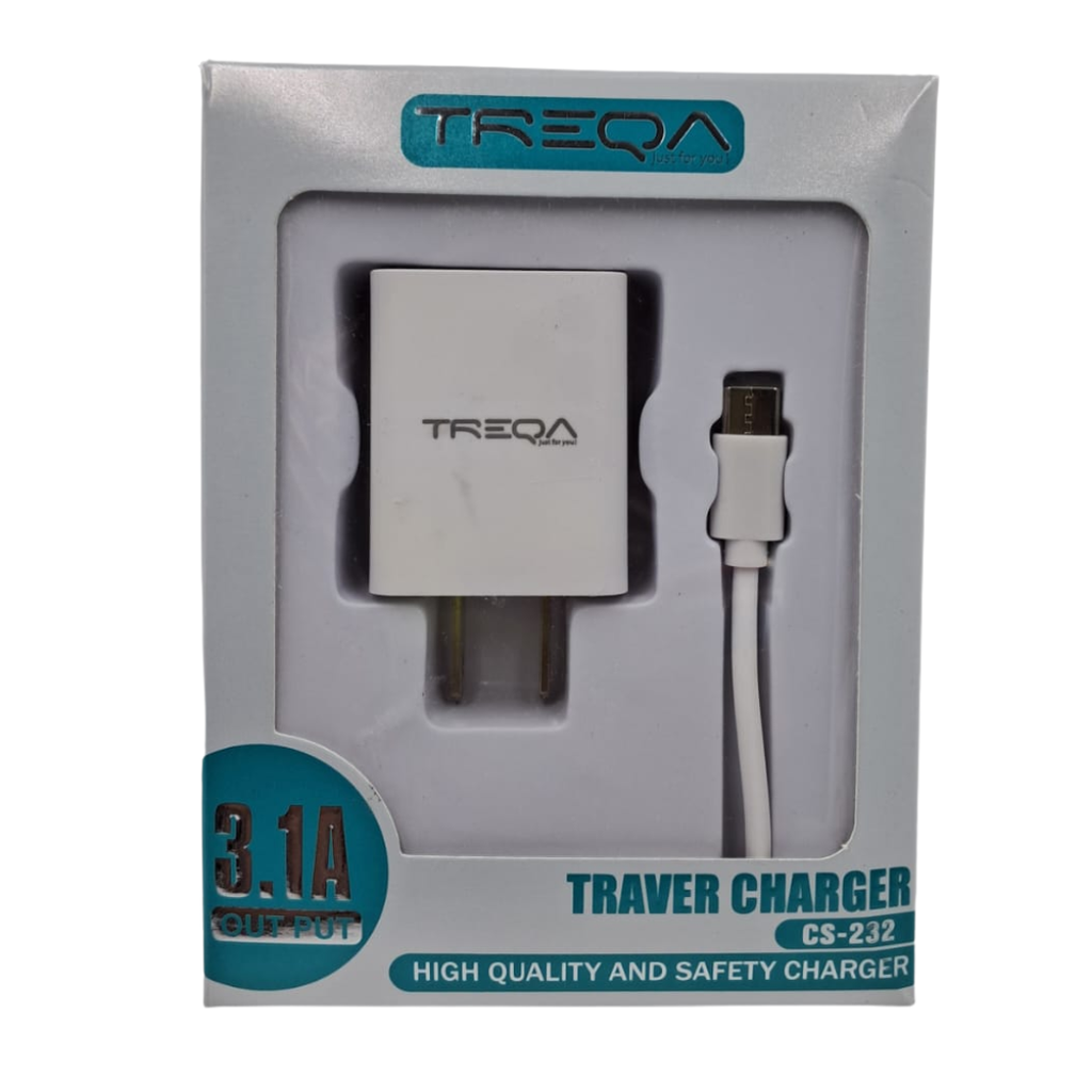 CARGADOR DE VIAJE Y CABLE DE DATOS TREQA CS-232 