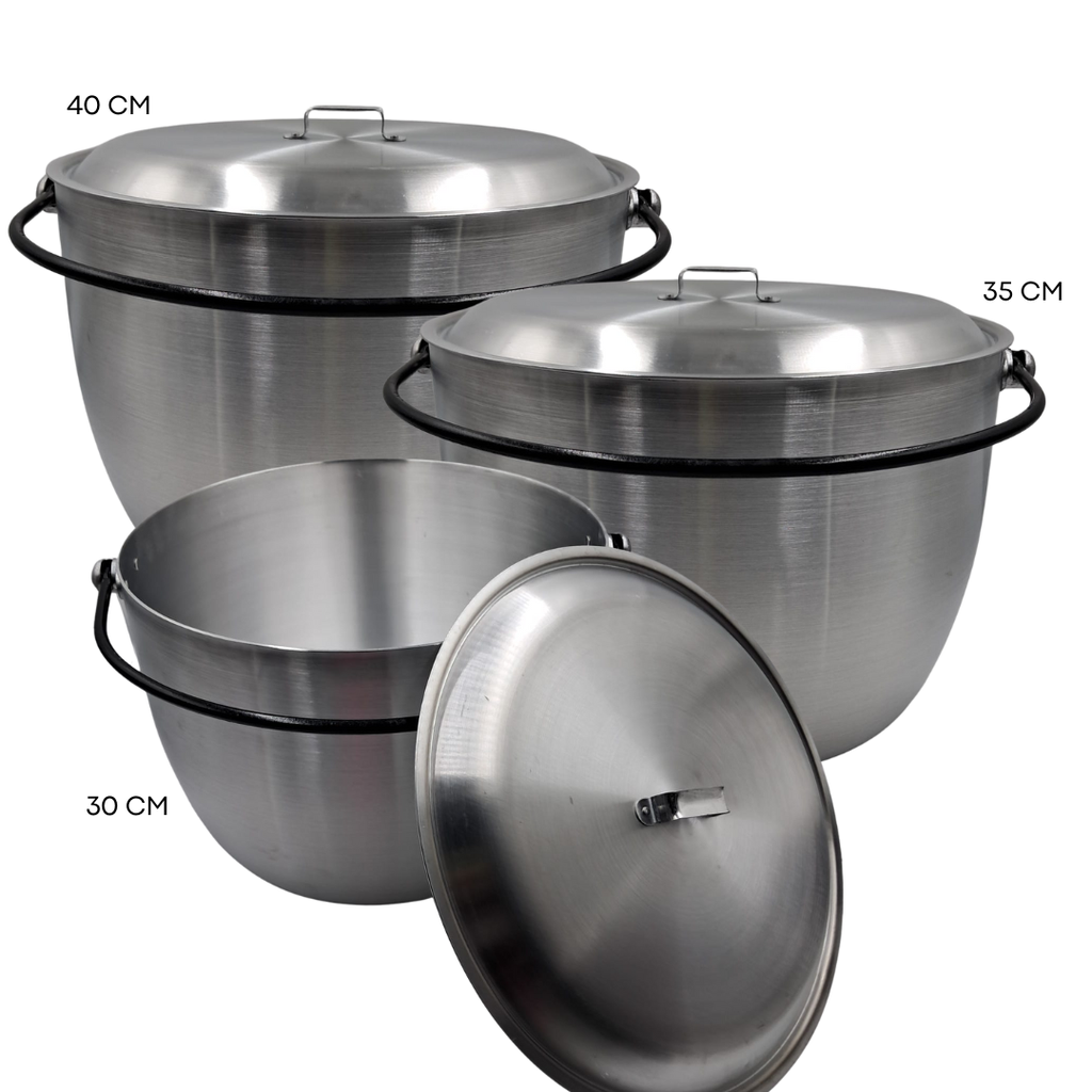 JUEGO DE 3 OLLAS ABOMBADAS TRIPLE FUERTE 30-35 40 CMS PLATON