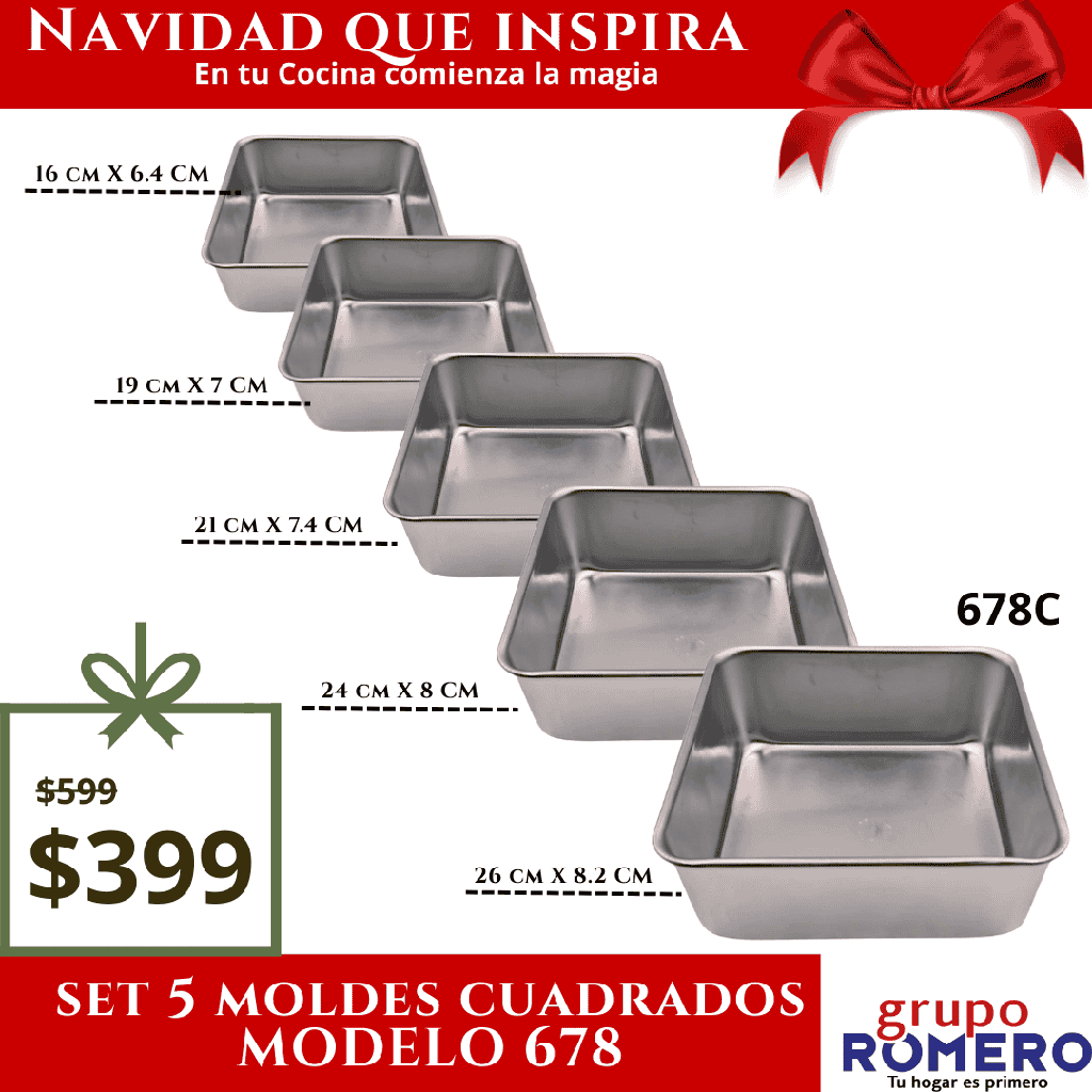SET DE 5 MOLDES CUADRADOS MODELO 678