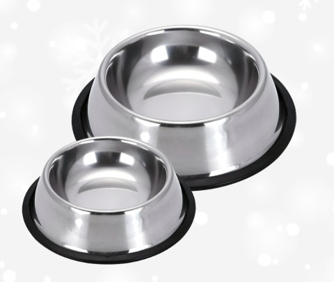 SET DE 2 PLATOS  DE ACERO INOXIDABLE PARA MASCOTA 22-26 CM