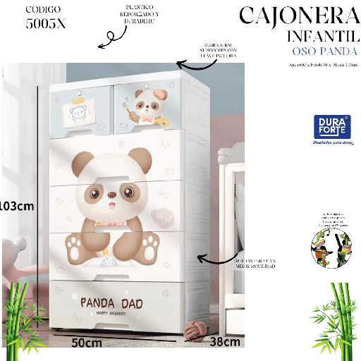 [5005X] CAJONERA CON 6 CAJONES OSO PANDA MEDIDAS 50 X 38 X 103 CM