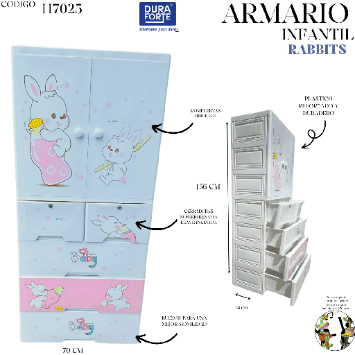 [H7025] GABINETE RABBITS 156 H X 65 A X 38 F
