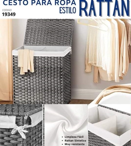 [19349] BOTE PARA ROPA ESTILO RATTAN