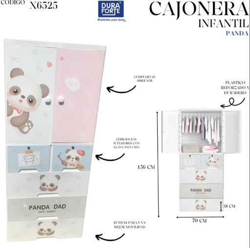 [X6525] GABINETE INFANTIL CON 2 COMPUERTAS PANDA 