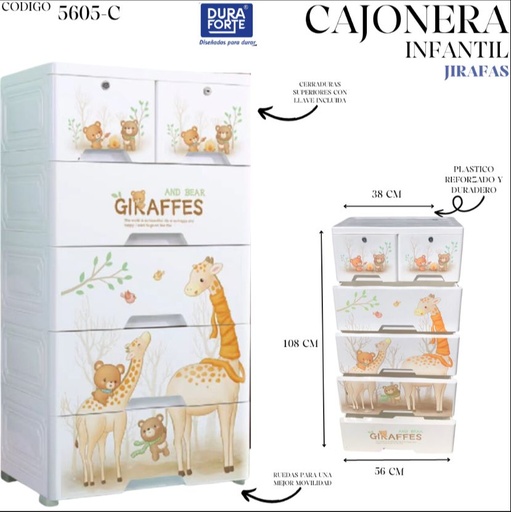 [4805C] CAJONERA INFANTIL JIRAFAS