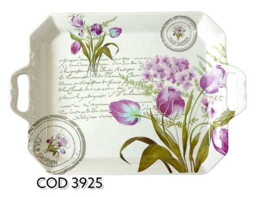 [3925] CHAROLA MELAMINA RECTANGULAR DECORADA 29 X 22 CMS