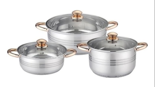 [19302] JUEGO DE 3 CACEROLAS TURBOCOOK DURAFORTE ACERO INOXIDABLE 