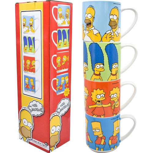 [1754-40] PIEZA JUEGO DE 4 TARROS APILABLES SIMPSONS 330 ML