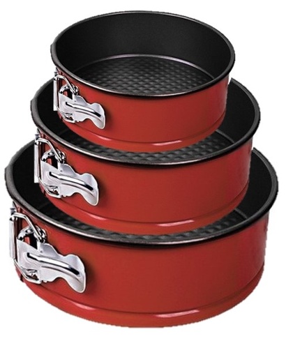 [19202] SET DE 3 MOLDES DESMONTABLES REDONDOS COLOR ROJO 24/26/28