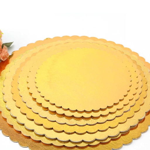 [19266] TABLERO REDONDO PARA PASTEL 28 CMS PLATA/DORADO