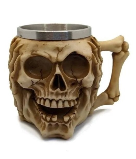 [16998] TAZA DE RESINA CRANEO CUBRIENDO OIDOS