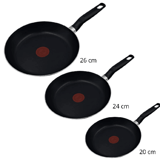 [9100052953/9100054211] JUEGO DE 3 SARTENES ALUMINIO EASY COOK /VITAL 20/24/26 Cm T-FAL COLOR NEGRO 4211