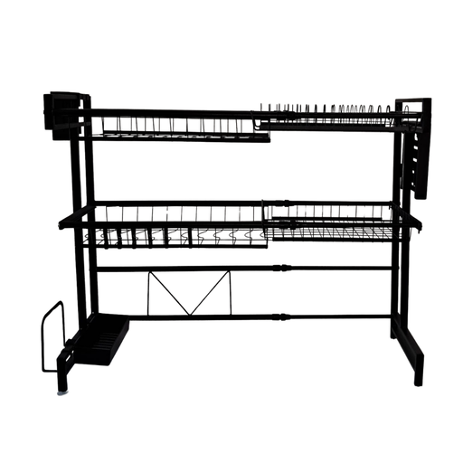 [18217] ESCURRIDOR PARA PLATOS NEGRO DE DOBLE ALTURA 55 X 27 X 60-95 CM