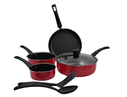[321958] BATERIA ALUMINIO CINSA ESENCIAL 7 PIEZAS ROJO 206 C THERMOCELL NEGRO MARCA