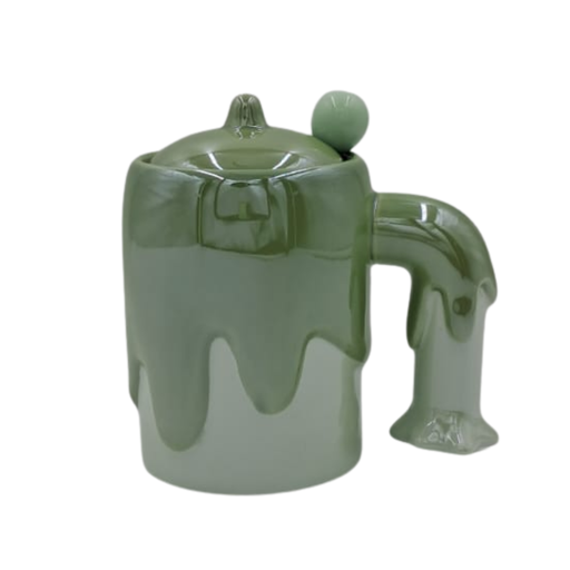 [21026] TAZA CON TAPA DRIPPING CERAMICA 13 X 13 CM