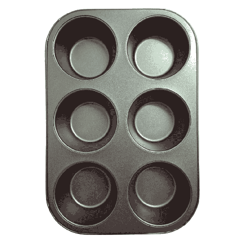 [21030] MOLDE PARA MUFFIN GRANDE 6 CAVIDADES  32 X 21.5 X 4.5 CM 380G CAVIDAD 8.5 X 4.5 CM