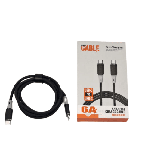 [19910] CABLE DE DATOS PARA CELULAR MODELO SX-96 COLOR NEGRO METAL Y TELA, ENTRADA C Y C