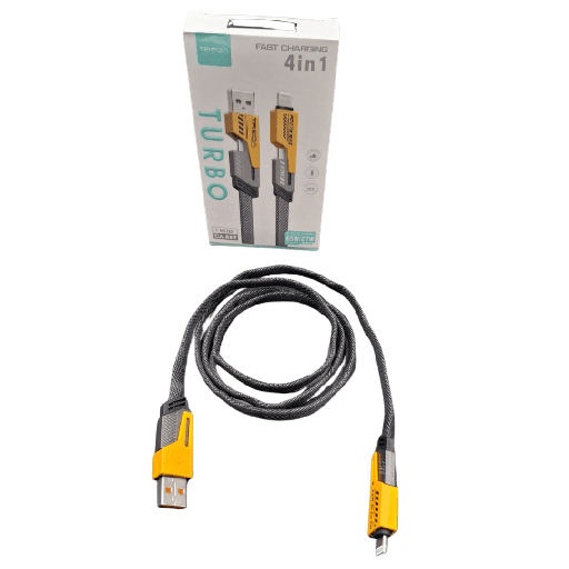 [20070] CABLE PARA CELULAR 4 EN 1 DE  1 METRO USO RUDO 