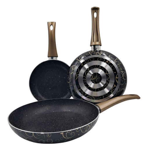 JUEGO DE 3 SARTENES PREMIUM STONE DURAFORTE ALUMINIO 3MM MEDIDAS 20/24/28 CM